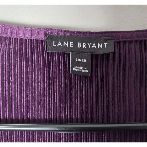 Lane Bryant Blouse Plus Size 2X 18/20 Purple Shimmery Ribbed Long Sleeve - Picture 3 of 5